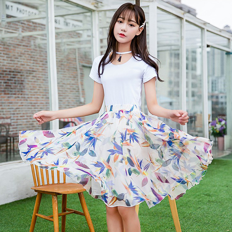 套裝短裙夏裝新款上衣+雪紡中裙連衣裙兩件套套裝修身韓版女